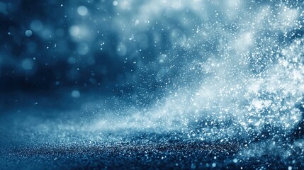 Poster - Abstract Water Spray Dynamic Splash in Motion with Fine Droplets and Blue Tone