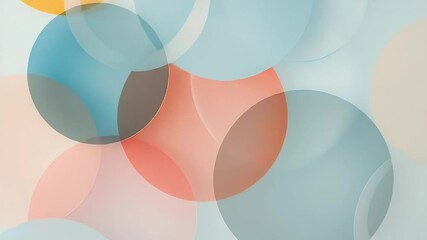Poster - Abstract Overlapping Circles in Light Pastel Colors Geometric Design Element
