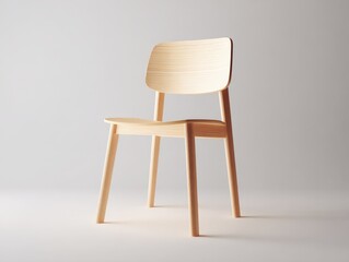 Aufkleber - Minimalist Wooden Chair with Light Natural Finish for Modern Interior Design