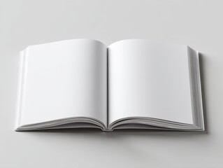Poster - Open blank book with white pages on plain background suitable for writing or sketching