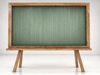 Poster - Empty green chalkboard with wooden frame and stand for classroom or lecture room use