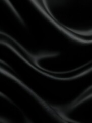 Poster - Smooth luxurious black satin fabric with soft flowing folds and sheen