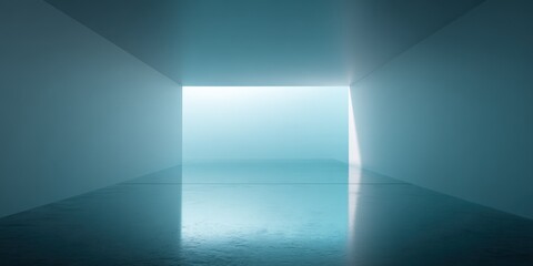 Poster - Modern minimalist architecture interior with large opening and bright natural light