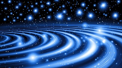 Poster - Mystical cosmic waves outer space digital artwork starry night abstract universe energy
