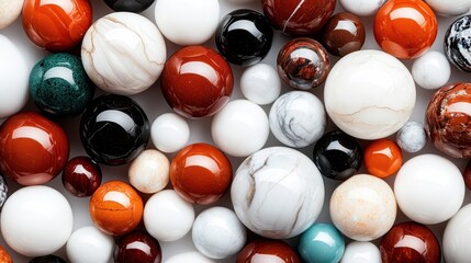 Poster - A vibrant assortment of polished decorative stones, featuring an array of colors and textures, perfect for enhancing any decorative collection or creative project.