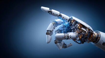 Poster - Futuristic robotic hand with advanced artificial ligence and intricate gears
