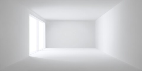 Poster - Minimalist empty white room with large natural light modern interior