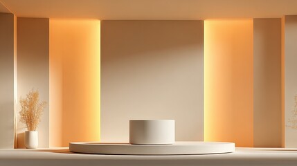 Poster - Minimalist modern interior with warm lighting modern decor and clean design