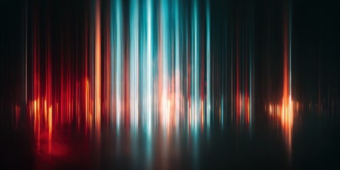 Poster - Vibrant abstract light streaks in motion with glowing reflections in dark background
