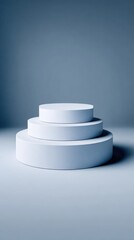 Aufkleber - Modern minimalist round white display platforms stacked with shadow on gray background