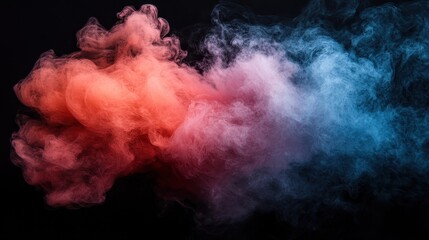 Poster - A dynamic blend of vibrant orange and blue smoke swirls creating an abstract representation of movement and emotion against a dark backdrop, captivating and visually striking.