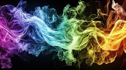 Aufkleber - Colorful energy waves emitting visible light abstract visualization digital art dark background artistic concept