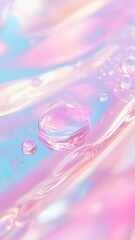 Poster - Up close look at shimmering soap bubbles forming a unique design, featuring vivid pink and blue tones in a glossy, dreamy presentation