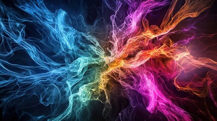 Poster - Vibrant soundwave art abstract digital space fluid lines dynamic colors creative visualization colorful display