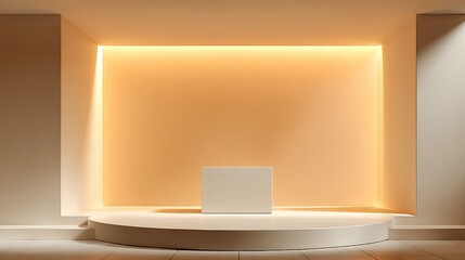 Poster - Modern minimalistic interior space with warm ambient lighting and clean design