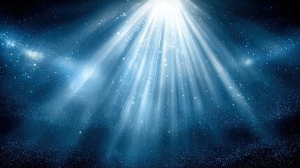 Poster - Bright Light Beam Piercing Dark Starry Night Sky with Cosmic Dust Background