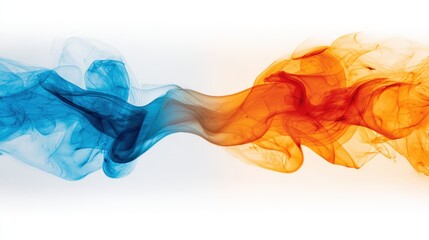 Aufkleber - Abstract colorful smoke wisps swirling vibrant blue orange smoky design artwork