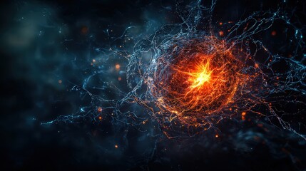 Poster - Dynamic energy patterns abstract universe digital artwork cosmic environment close-up view conceptual art for seo