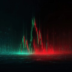 Aufkleber - Digital stock market chart with colorful line graph and candlestick patterns visualization
