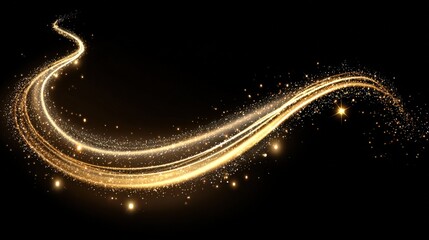 Poster - Elegant glowing golden light trail with sparkles and dust swirling in motion