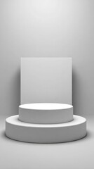 Aufkleber - Minimalist Indoor Product Display Platform with Circular Stages and Neutral Background