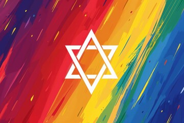 Aufkleber - Abstract colorful background with rainbow swipe and star of David symbol design