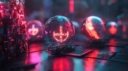 Fototapete - Digital sphere strategic military spending allocation in a futuristic abstract environment