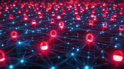 Aufkleber - Cybersecurity threats visualizing the digital landscape of protection and risk in technology networks