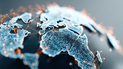 Fototapete - Close-up of a detailed illuminated digital globe with interconnected network lines