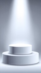 Aufkleber - Elegant white round platform with spotlight illumination on gray background