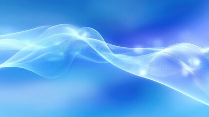 Poster - Abstract blue wave motion with smooth flowing light lines and digital effect