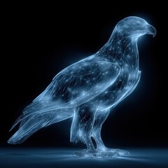 Fototapete - Futuristic Digital Bird Illustration with Glowing Lines and Network Design