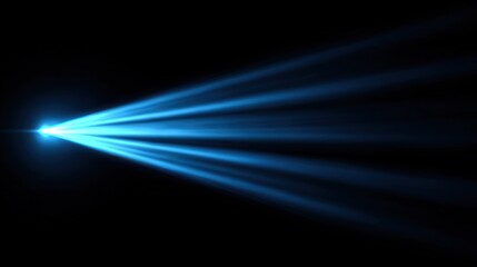 Poster - Bright blue laser beams extending outward against a dark background with high intensity