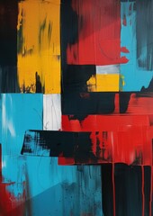 Fototapete - Abstract modern painting with bold colors and dynamic brushstrokes on s