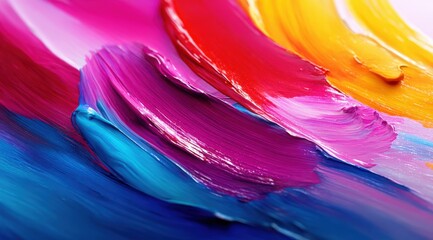 Aufkleber - Close-up of colorful abstract paint strokes with bold vibrant shades and textured finish