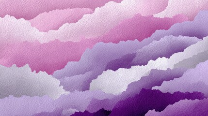 Poster - Abstract watercolor painting with layered cloud formations in pink purple and gray tones