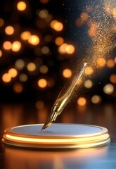 Poster - Sparkler Firework Light Burst with Glowing Sparks and Glitte Golden Particles