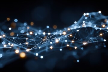 Fototapete - Advanced digital network connection with glowing nodes and interconnected lines