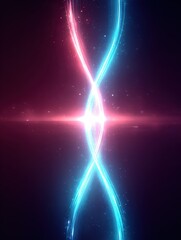 Poster - Vibrant glowing neon light curves intertwining in a dynamic and colorful display