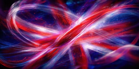Poster - Abstract vibrant light trails in motion creating dynamic colorful flowing shapes and patterns