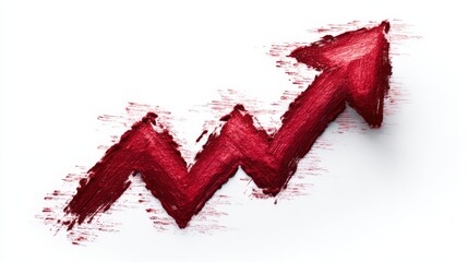 Poster - Vibrant Red Upward Trending Arrow Illustration Depicting Growth and Progress