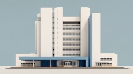 Poster - Modern multi-story building with sleek architectural design and clean lines