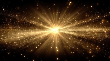 Poster - Captivating cosmic explosion with radiant light beams and sparkling particles