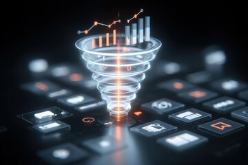 Poster - Digital Financial Data Analysis with Graphs Chart and Technology on Laptop Screen