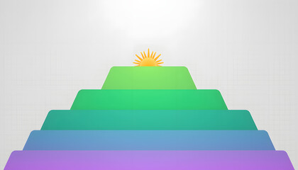 Wall Mural - abstract stepped gradient design in green to violet with sunburst