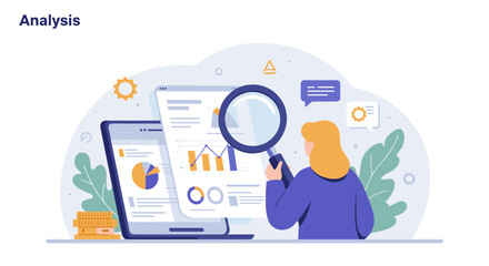 Poster - Data analysis and business research concept for digital strategy and marketing design vector illustration