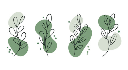 Poster - Elegant minimalist botanical design with green leaves for nature-themed prints and decor vector illustration