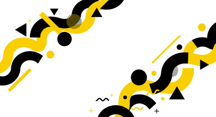 Poster - Abstract modern geometric background with yellow and black shapes for creative design vector illustration
