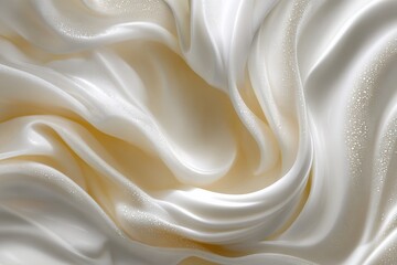 Aufkleber - Luxurious silky satin fabric with smooth flowing folds shimme with subtle highlights and sparkling accents on elegant white background