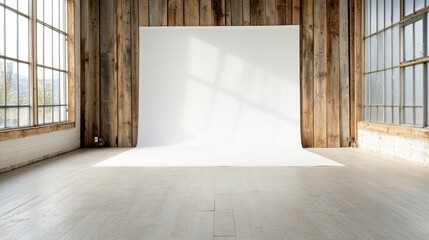 Poster - A chic minimalist studio bathed in natural light, showcasing the harmony between design and space, perfect for creative inspiration and artistic endeavors.